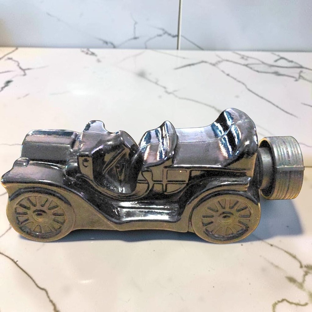 VTG 70s Avon T Touring Excalibur Aftershave Black Glass Car Bottle Full 1970s